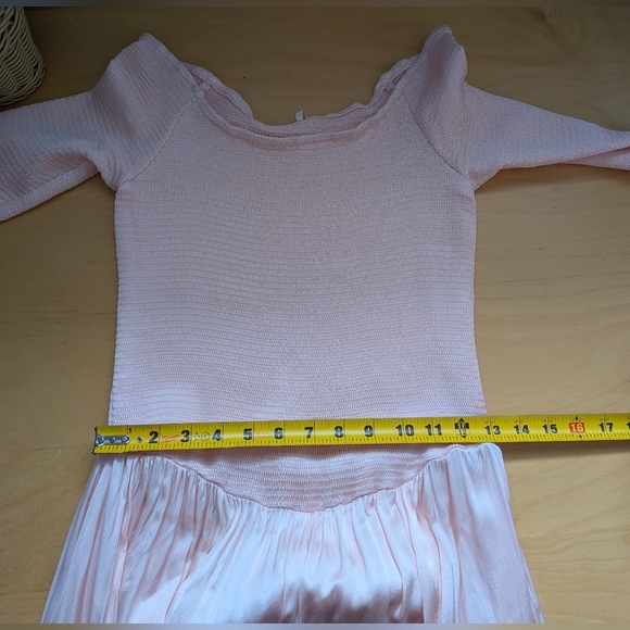 FREE PEOPLE Lucky Love Midi Dress Baby Pink No Size Tag (S Approx) Satin Finish - Picture 13 of 16